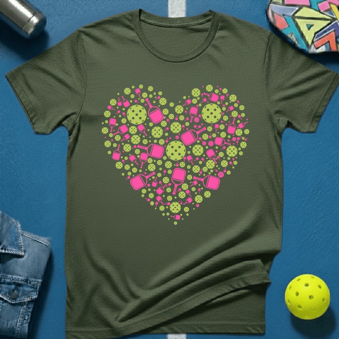 Pickleball Heart Pink T-Shirt
