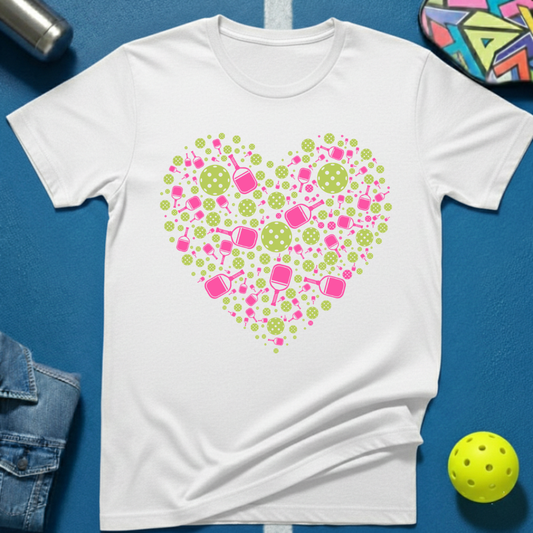 Pickleball Heart Pink T-Shirt