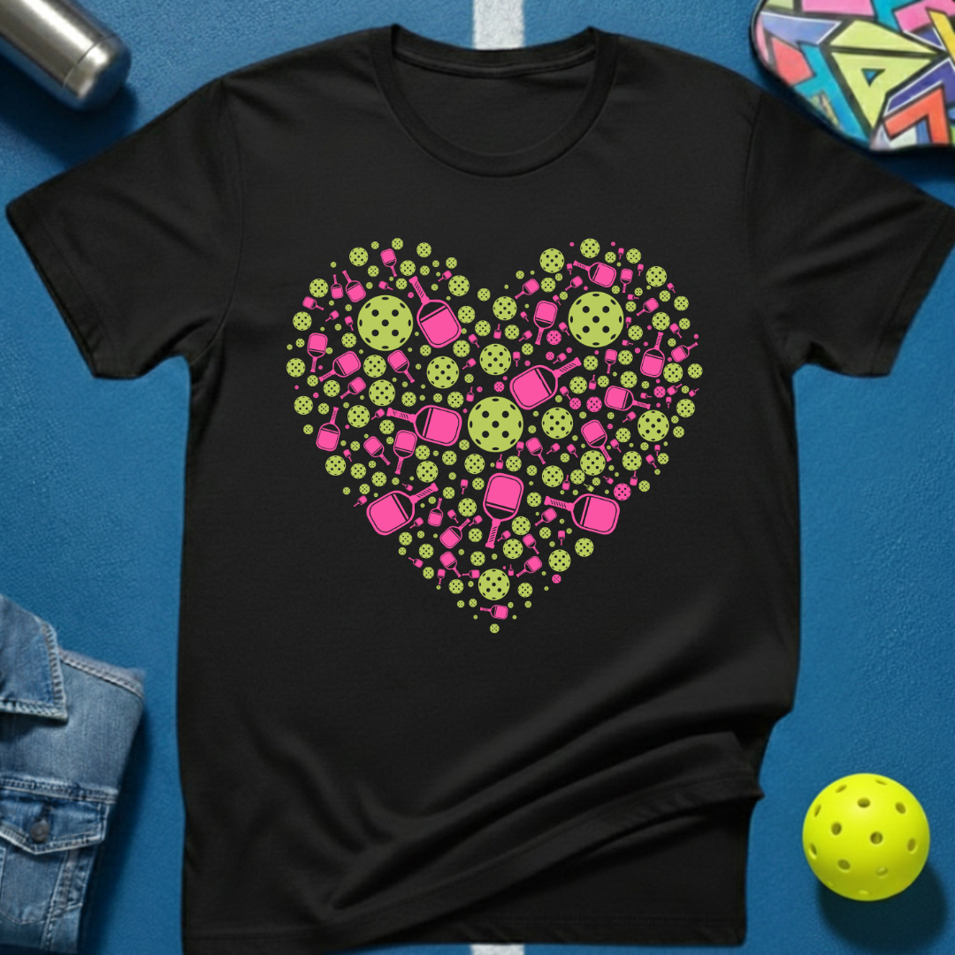 Pickleball Heart Pink T-Shirt