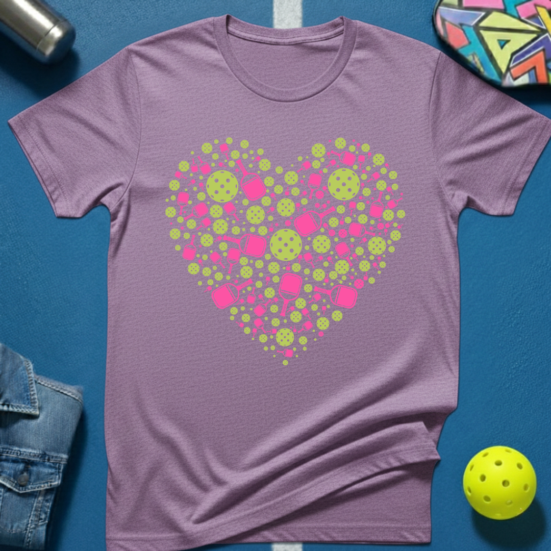 Pickleball Heart Pink T-Shirt