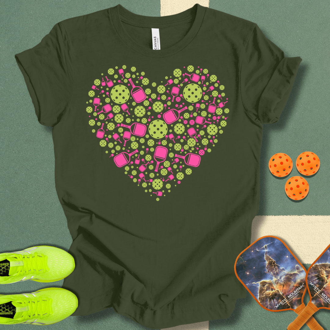 Pickleball Heart Pink T-Shirt