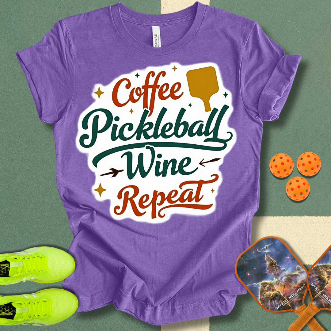 Coffee Pickleball Wine Repeat T-Shirt