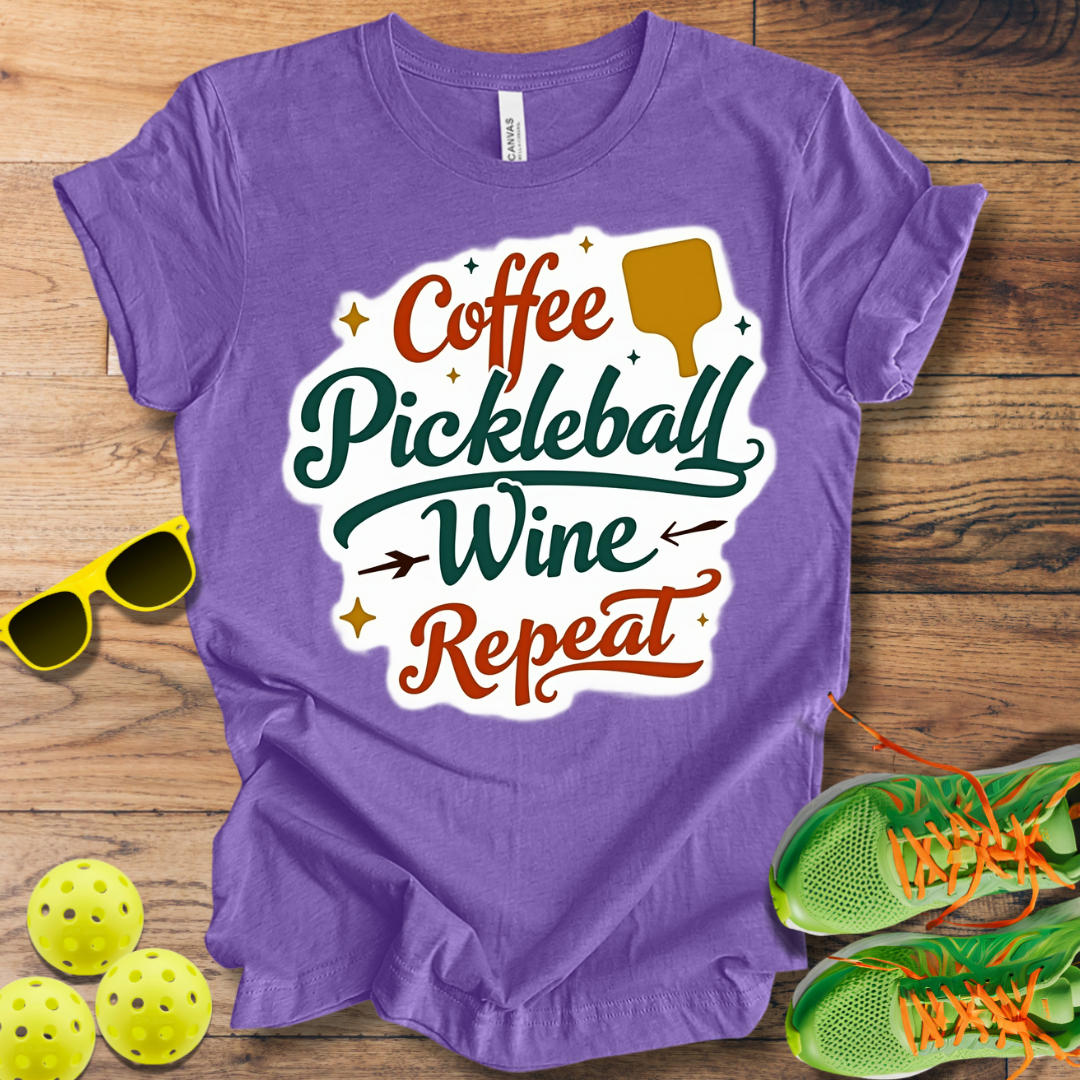 Coffee Pickleball Wine Repeat T-Shirt