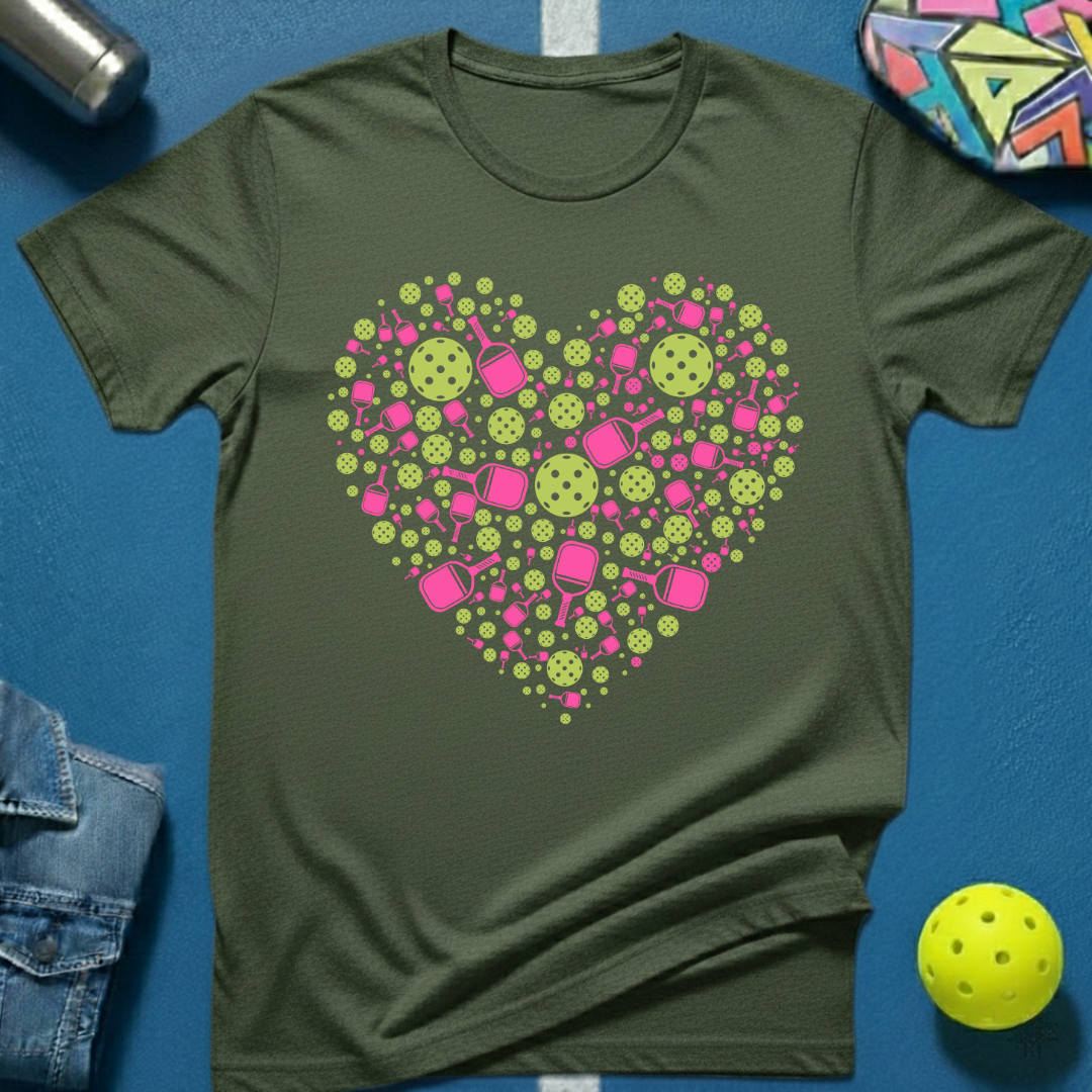 Pickleball Heart Pink T-Shirt
