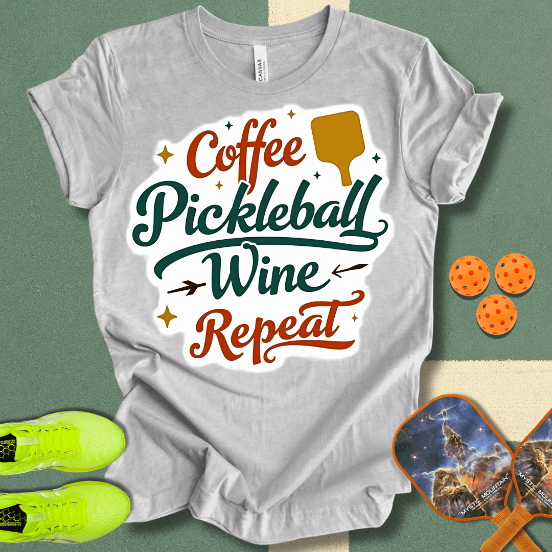 Coffee Pickleball Wine Repeat T-Shirt