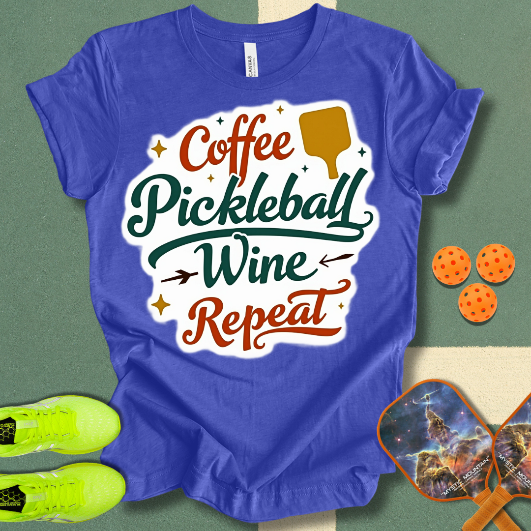 Coffee Pickleball Wine Repeat T-Shirt