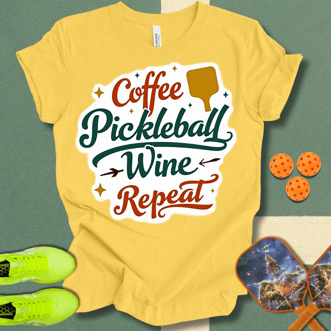 Coffee Pickleball Wine Repeat T-Shirt